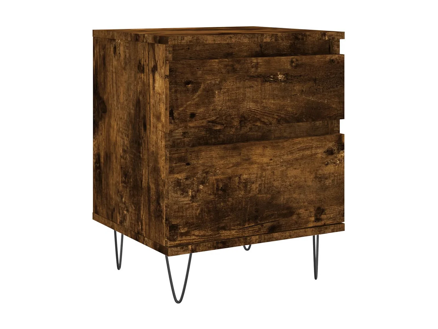 Nachttisch 2er Set-Beistelltisch-Nachttischkommode Räuchereiche 40x35x50 cm Holzwerkstoff SHL61495