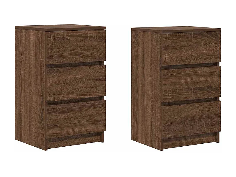 Lot de 2 Tables de chevet avec 3 tiroirs chêne marron 39x35x65 cm