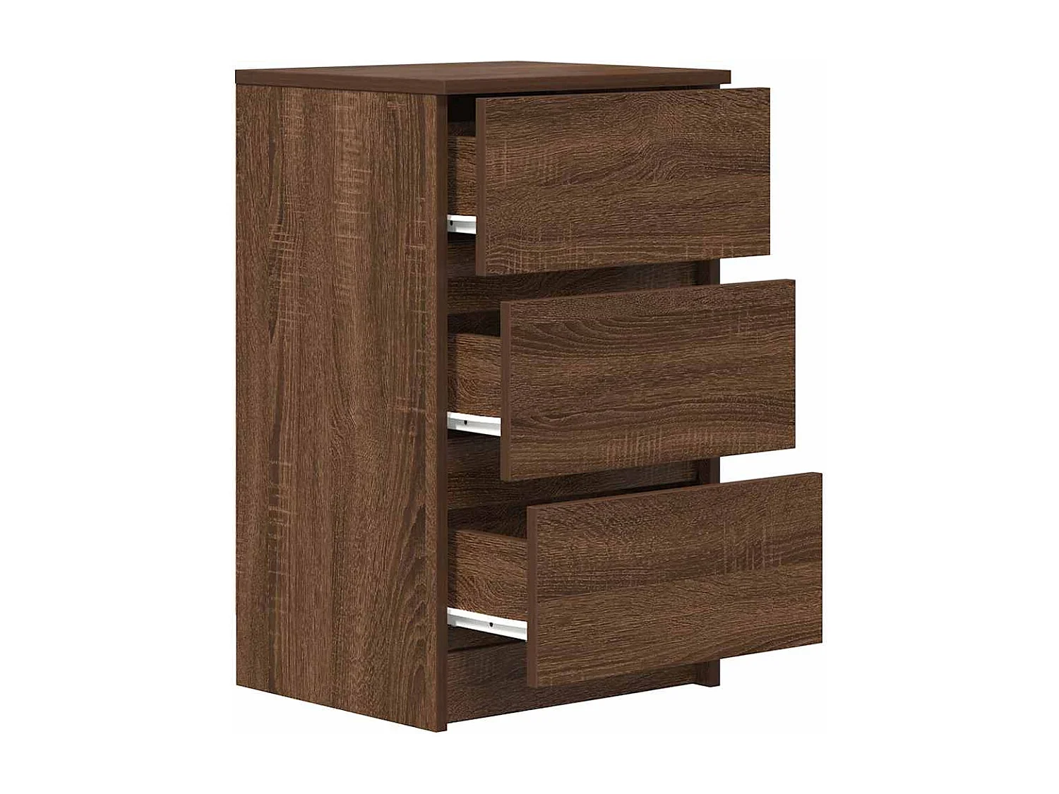 Pack 2 uds Mesilla de noche | Mesitas de noche con 3 cajones roble marrón 39x35x65 cm