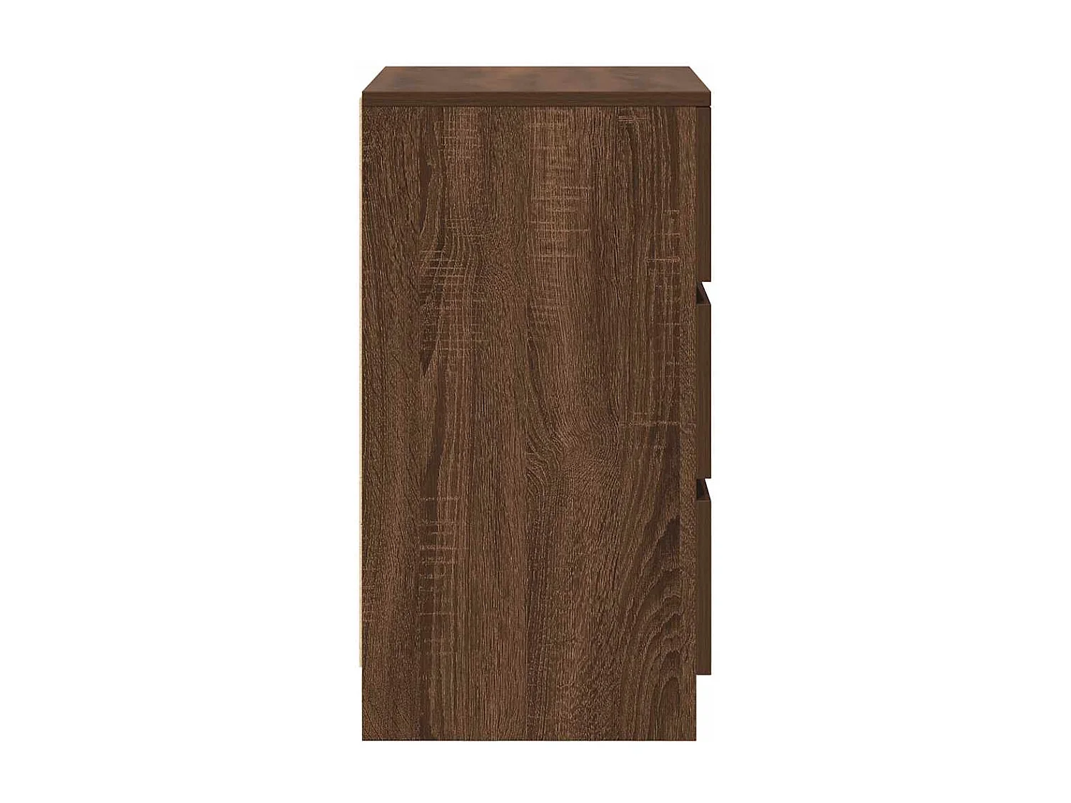 Pack 2 uds Mesilla de noche | Mesitas de noche con 3 cajones roble marrón 39x35x65 cm