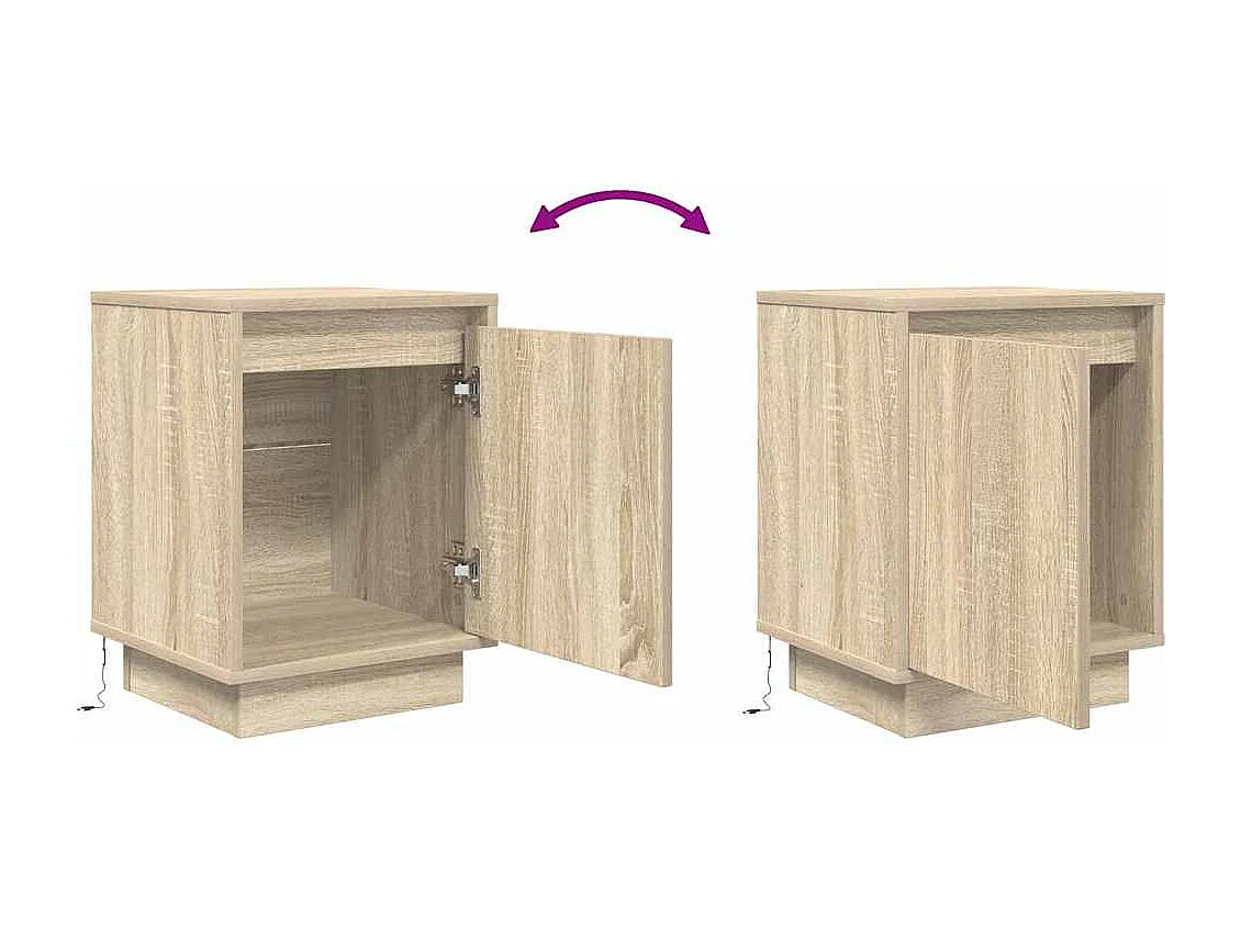 Nachttisch-Beistelltisch mit LED-Leuchten Sonoma-Eiche 38x34x50 cm SHL95053