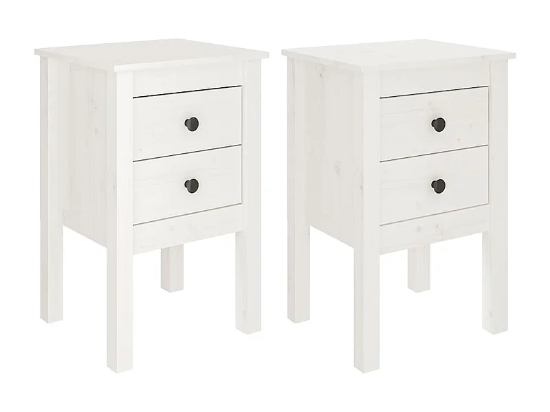 Mesitas de noche | Mesilla de noche 2 uds madera maciza pino blanco 40x35x61,5 cm