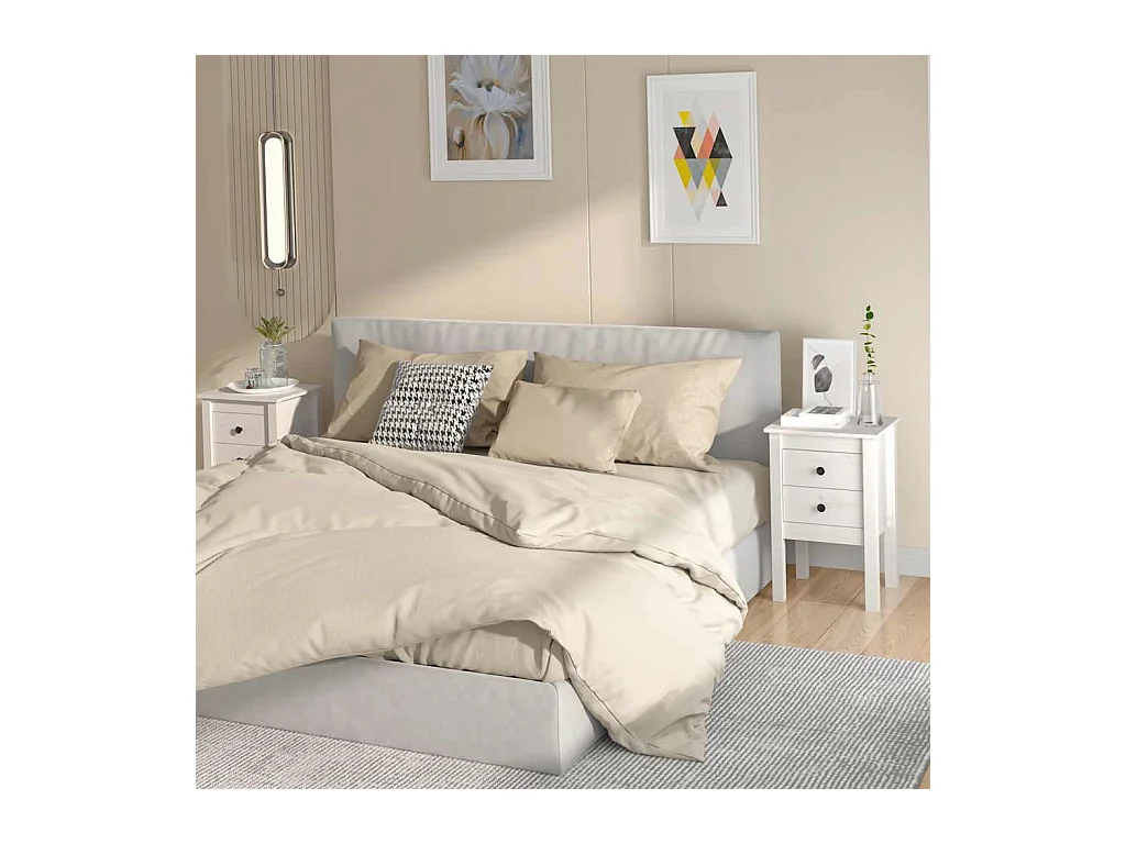 Mesitas de noche | Mesilla de noche 2 uds madera maciza pino blanco 40x35x61,5 cm