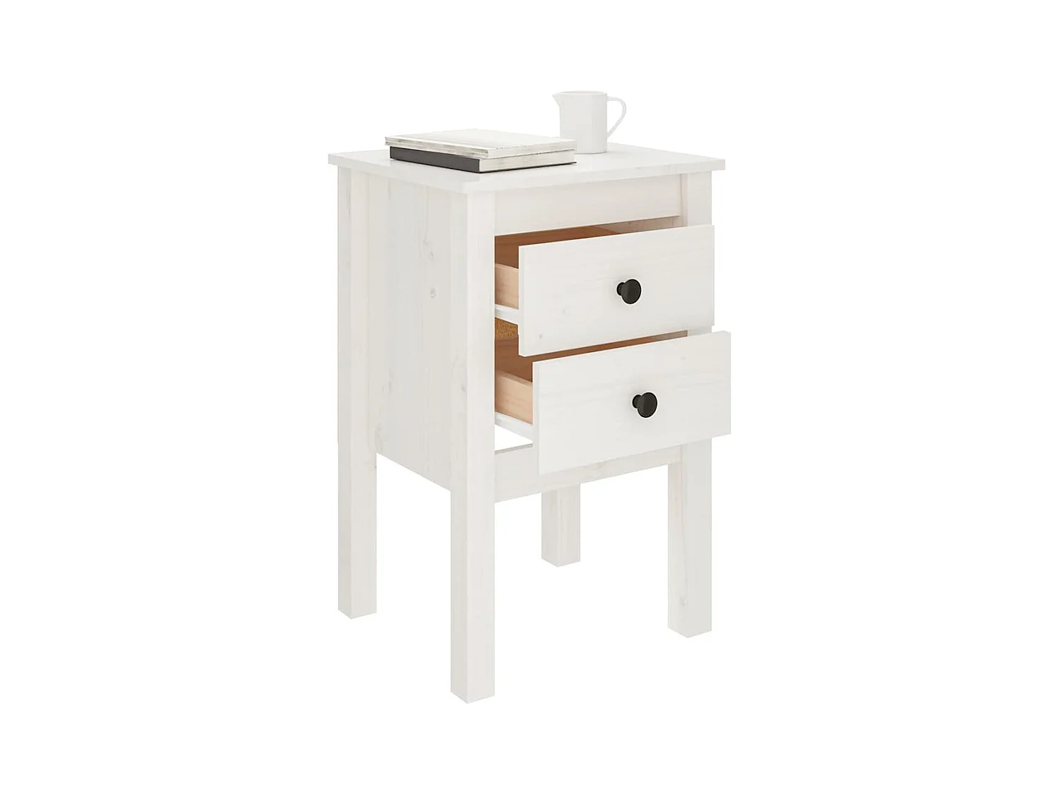 Mesitas de noche | Mesilla de noche 2 uds madera maciza pino blanco 40x35x61,5 cm