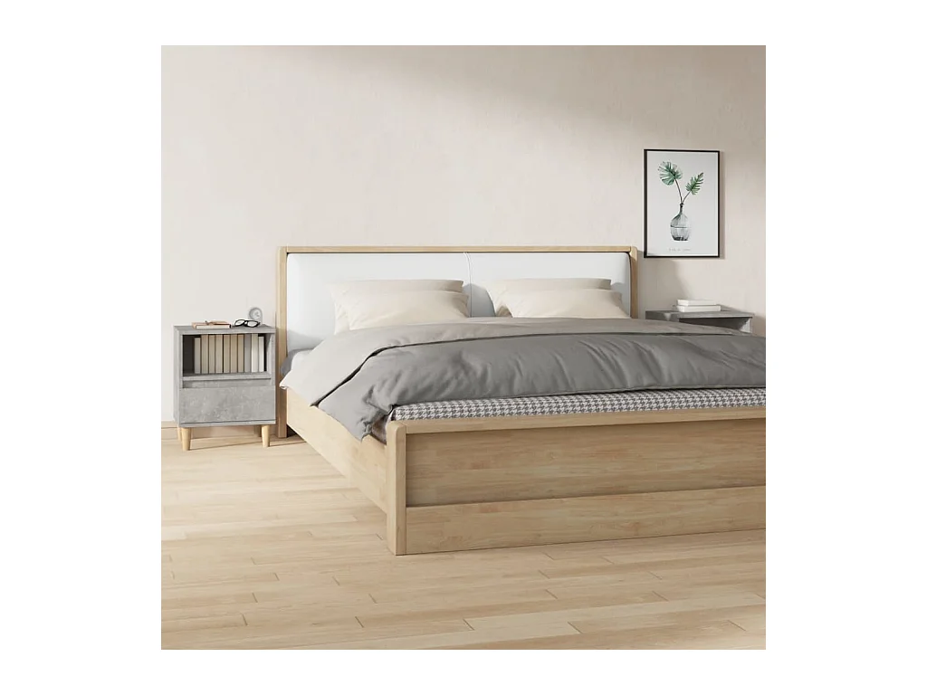 Tables de chevet lot de 2 avec compartiments ouverts Gris béton 40x35x50 cm