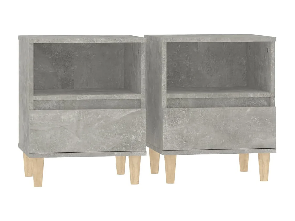 Nachttisch 2er Set-Beistelltisch-Nachttischkommode Betongrau 40x35x50 cm SHL3630