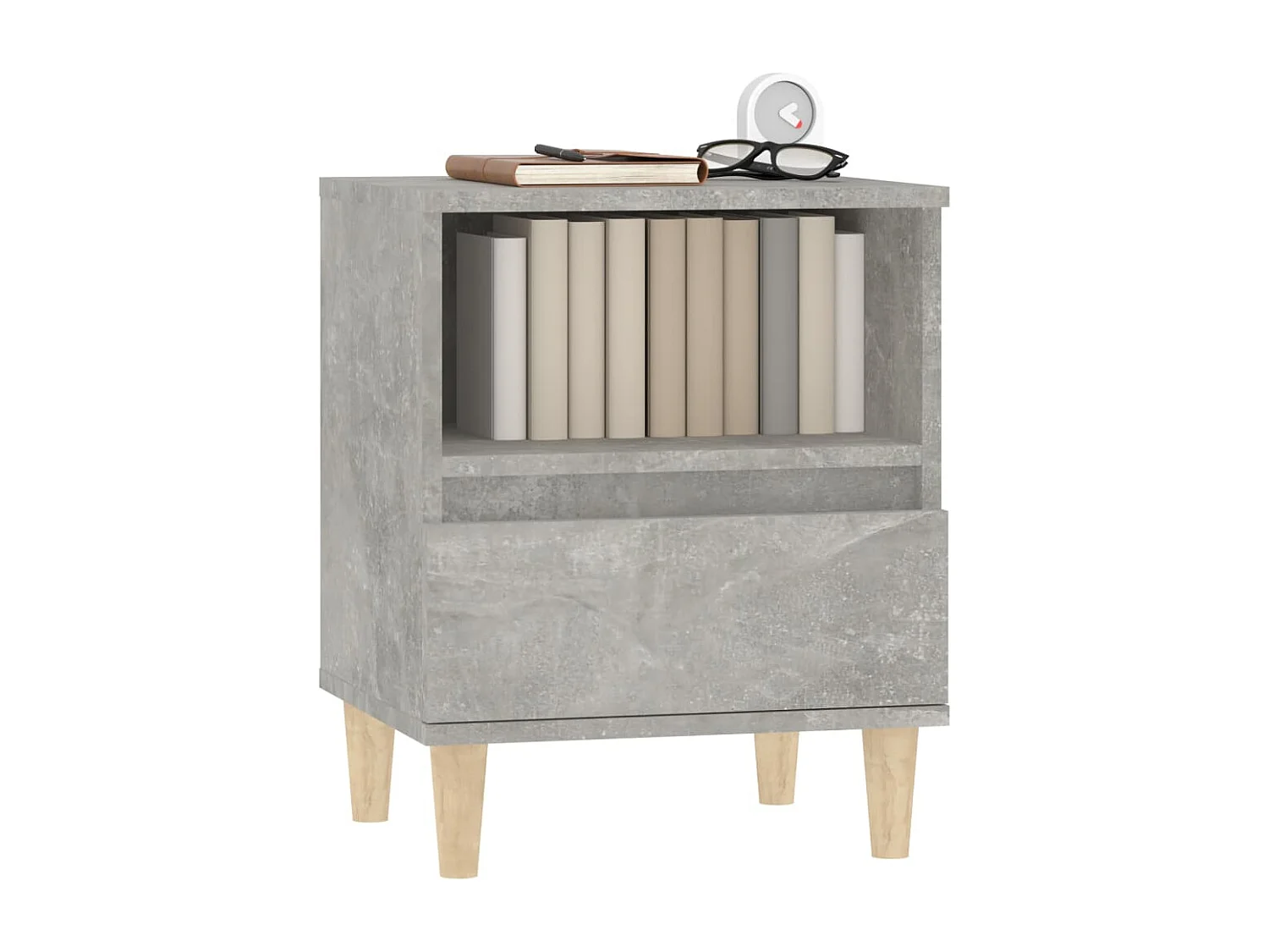 Nachttisch 2er Set-Beistelltisch-Nachttischkommode Betongrau 40x35x50 cm SHL3630