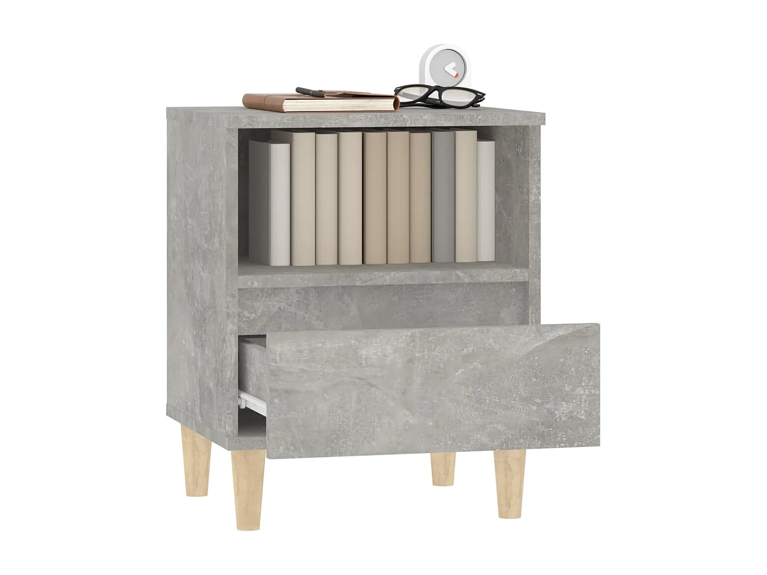 Nachttisch 2er Set-Beistelltisch-Nachttischkommode Betongrau 40x35x50 cm SHL3630