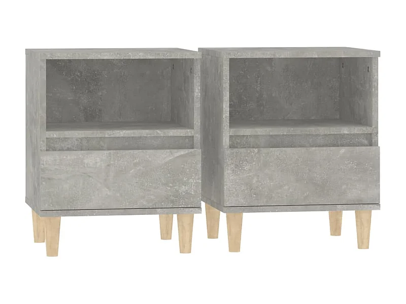 Nachttisch 2er Set-Beistelltisch-Nachttischkommode Betongrau 40x35x50 cm SHL3630
