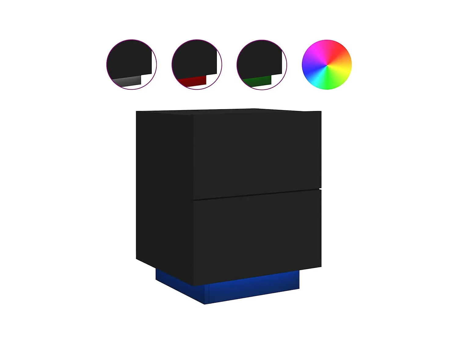 Mesitas de noche | Mesilla de noche con luces LED 2 uds madera ingeniería negra