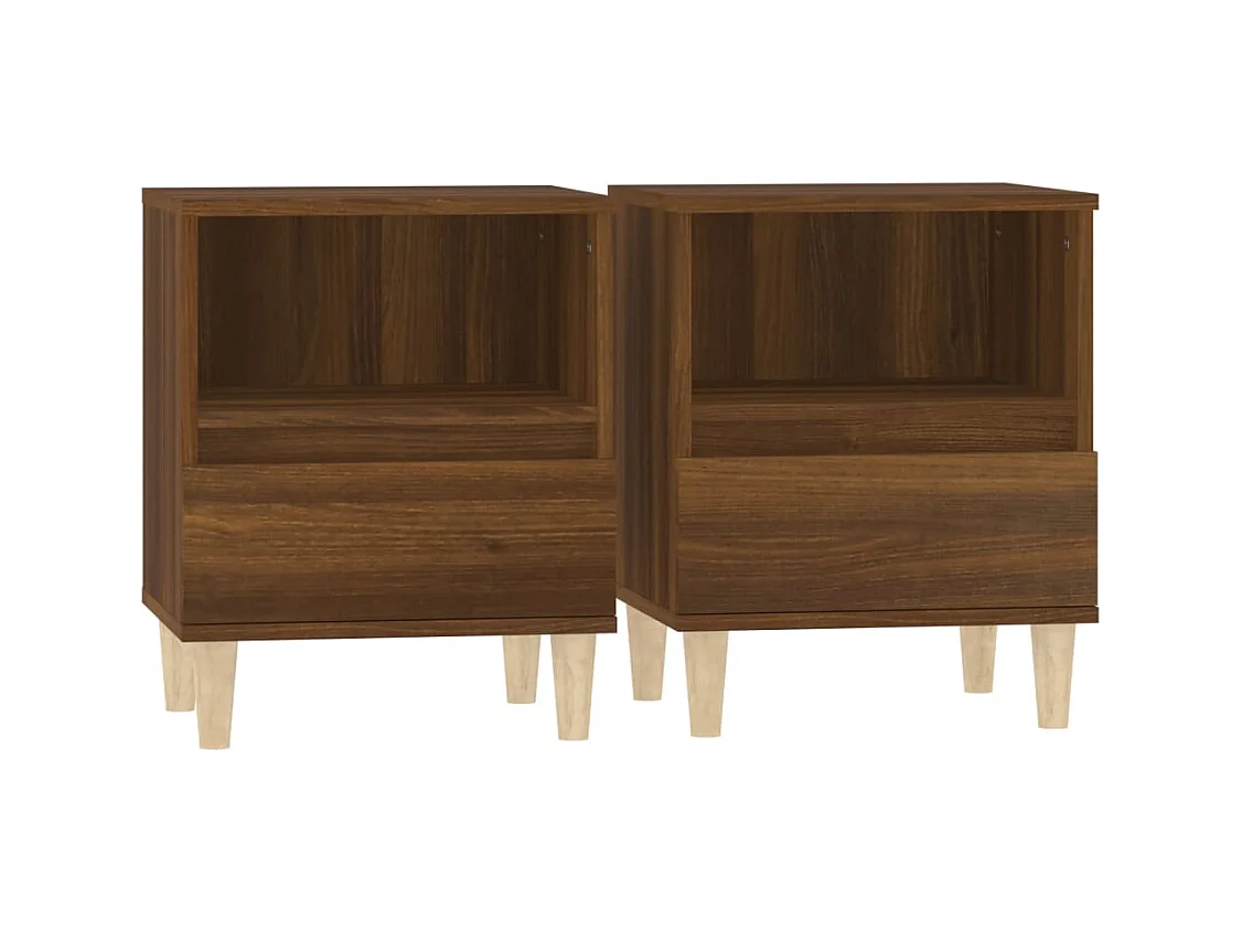Tables de chevet lot de 2 avec compartiments ouverts Chêne marron 40x35x50 cm
