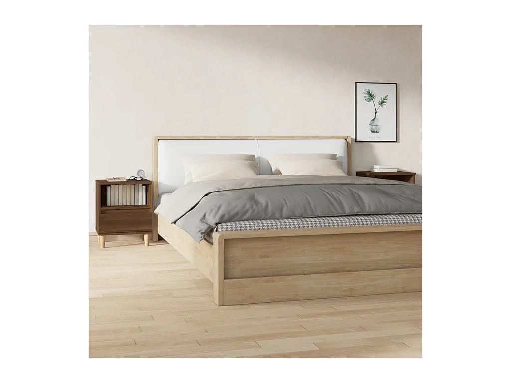 Tables de chevet lot de 2 avec compartiments ouverts Chêne marron 40x35x50 cm