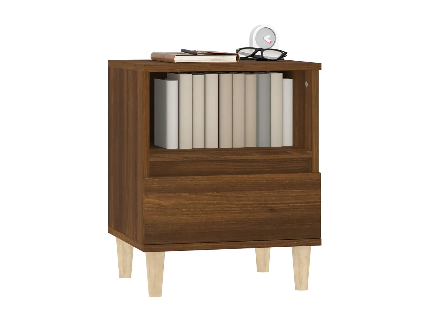 Nachttisch 2er Set-Beistelltisch-Nachttischkommode Braun Eichen-Optik 40x35x50 cm SHL16594