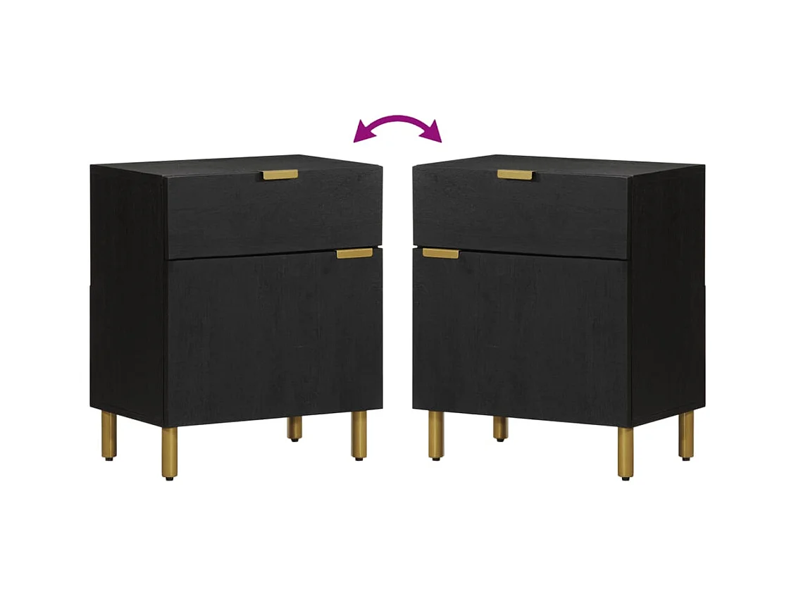 Mesita de noche | Mesilla de noche madera de ingeniería negra 50x33x60 cm