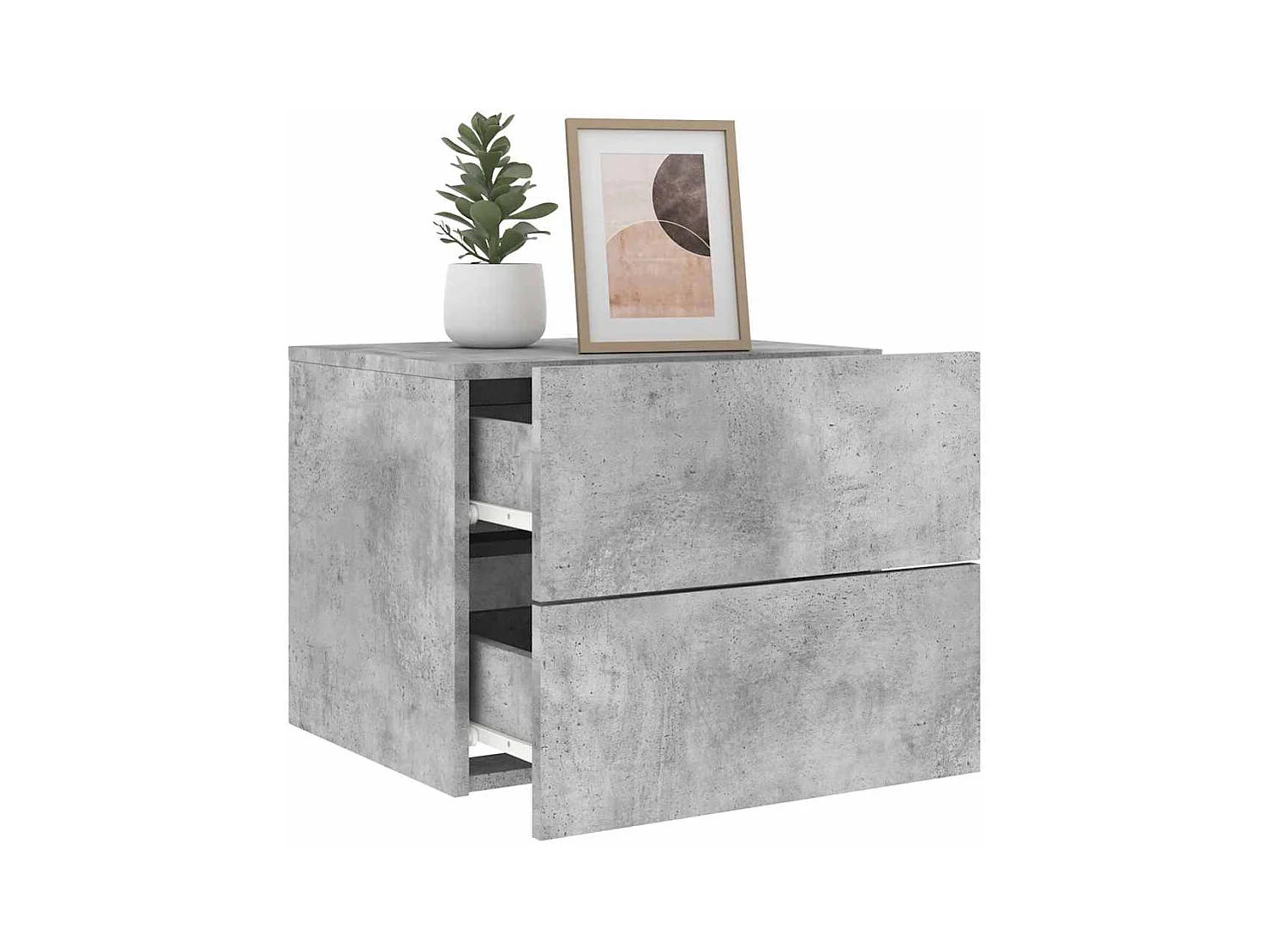 Mesitas de noche | Mesilla de noche de pared con luces LED 2 uds gris hormigón