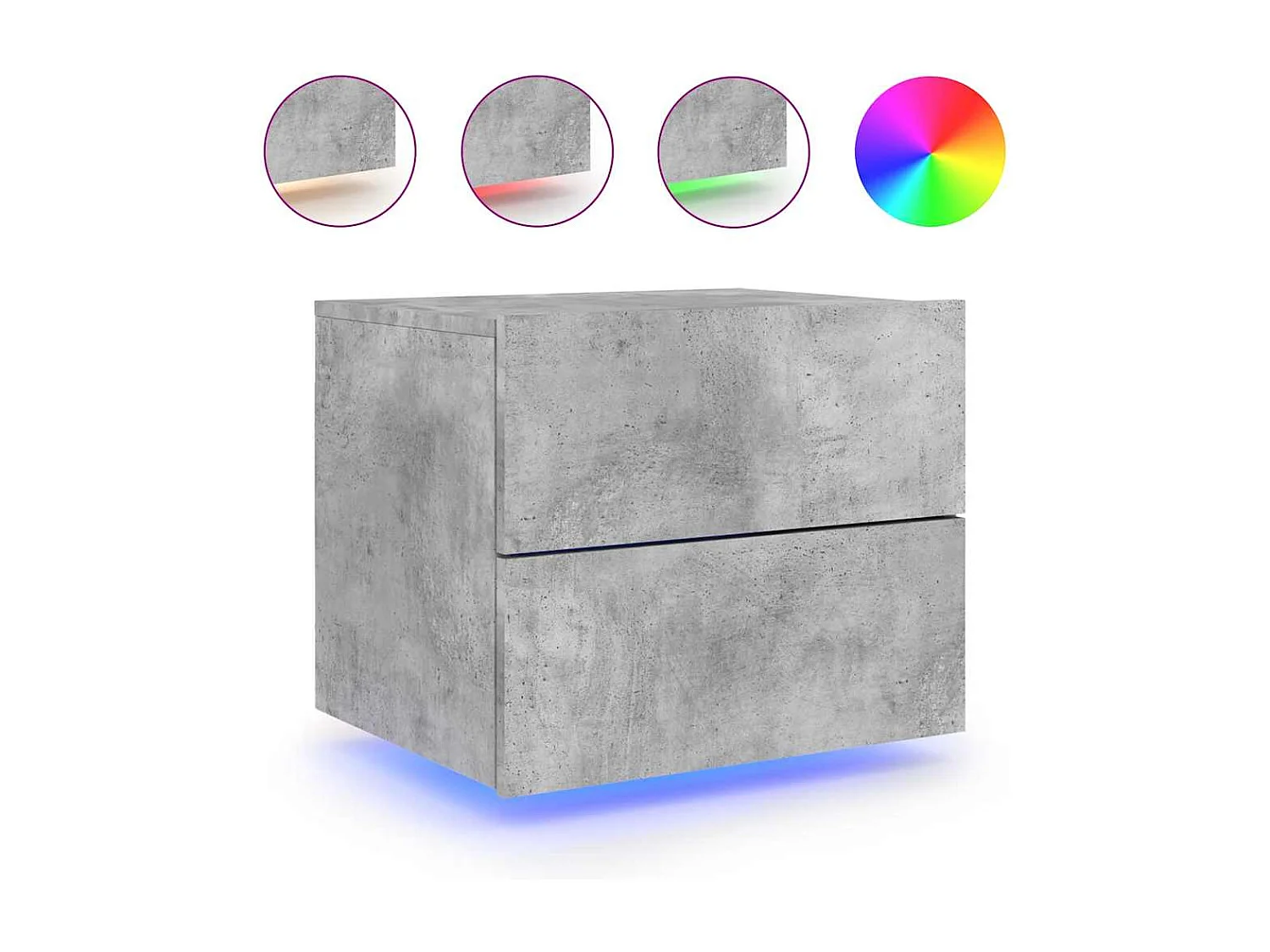 Nachttisch hängend 2er Set | Wand-Nachttische mit LED-Leuchten Betongrau SHL93468