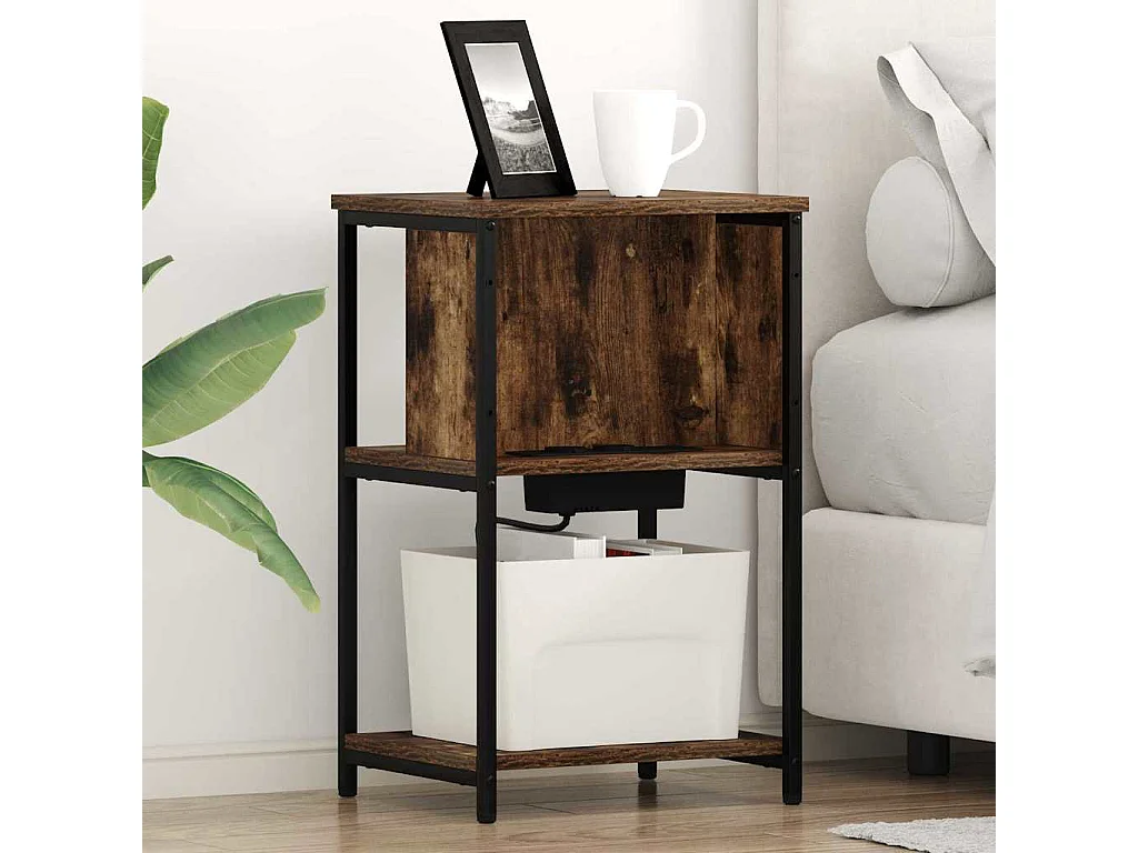 Nachttisch-Beistelltisch Geräucherte Eiche 38 x 31 x 61 cm Holzwerkstoff SHL62092