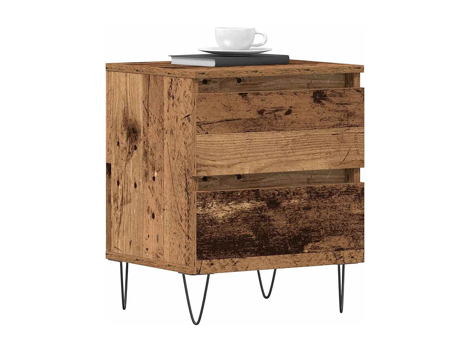 Mesita de Noche | Armario de Noche 2 uds con cajón Madera vieja 40x35x50 cm