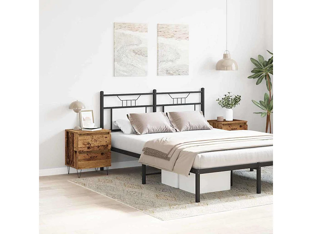 Mesita de Noche | Armario de Noche 2 uds con cajón Madera vieja 40x35x50 cm