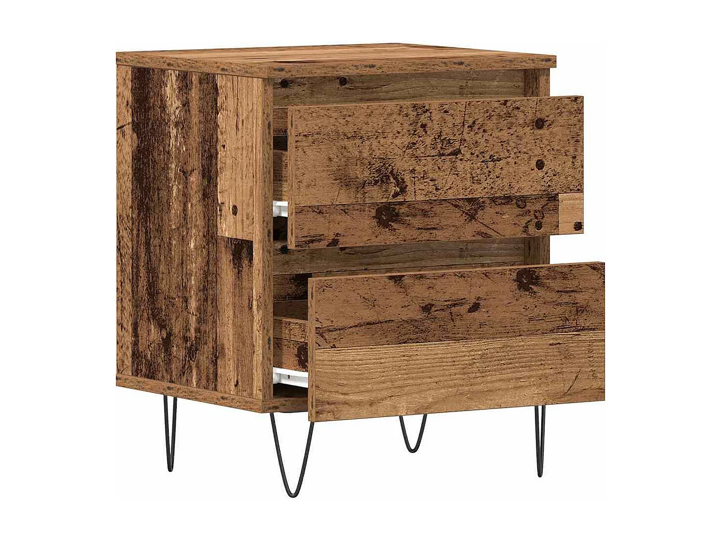 Mesita de Noche | Armario de Noche 2 uds con cajón Madera vieja 40x35x50 cm