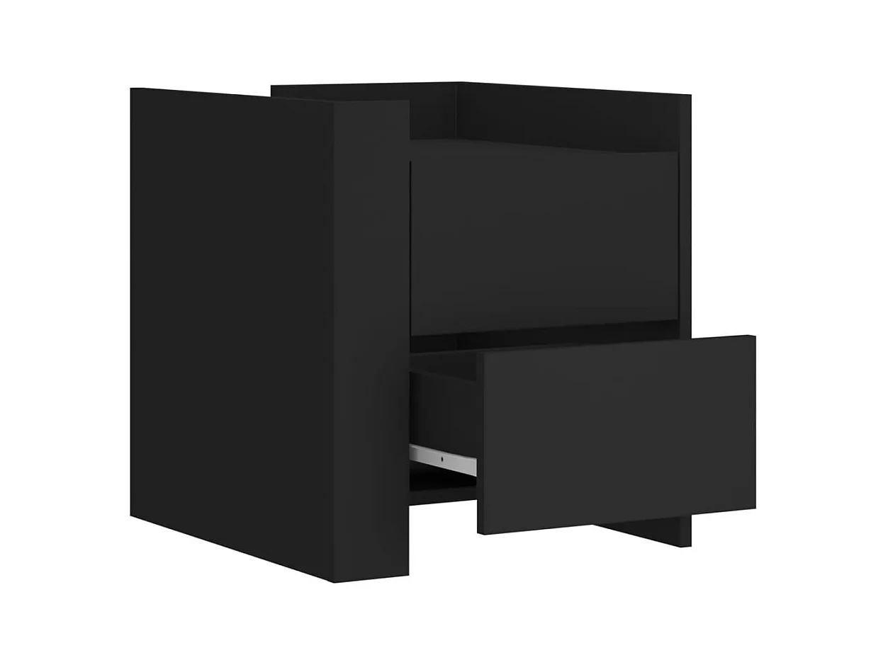 Mesita de noche | Mesilla de noche madera de ingeniería negro 45x50x50 cm