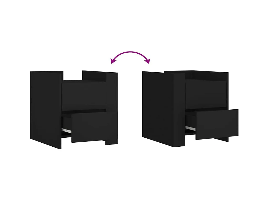 Mesita de noche | Mesilla de noche madera de ingeniería negro 45x50x50 cm