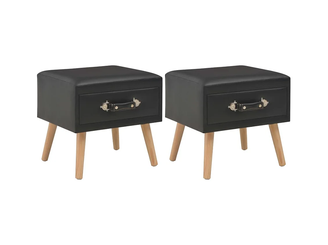 Mesitas de noche | Mesilla de noche 2 unidades 40x35x40 cm cuero sintético negro