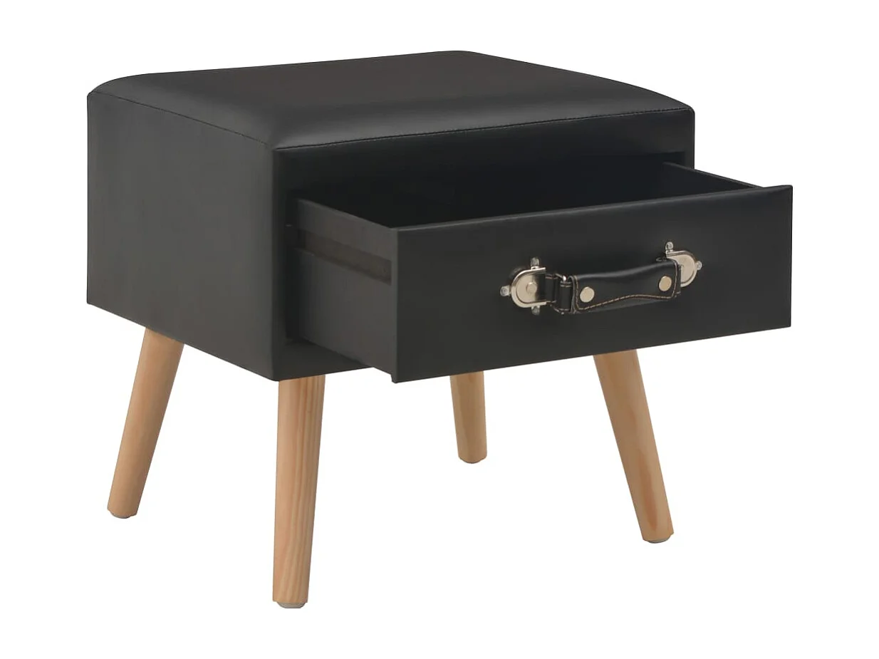 Nachttisch 2er Set-Beistelltisch-Nachttischkommode Schwarz 40 x 35 x 40 cm Kunstleder SHL82450