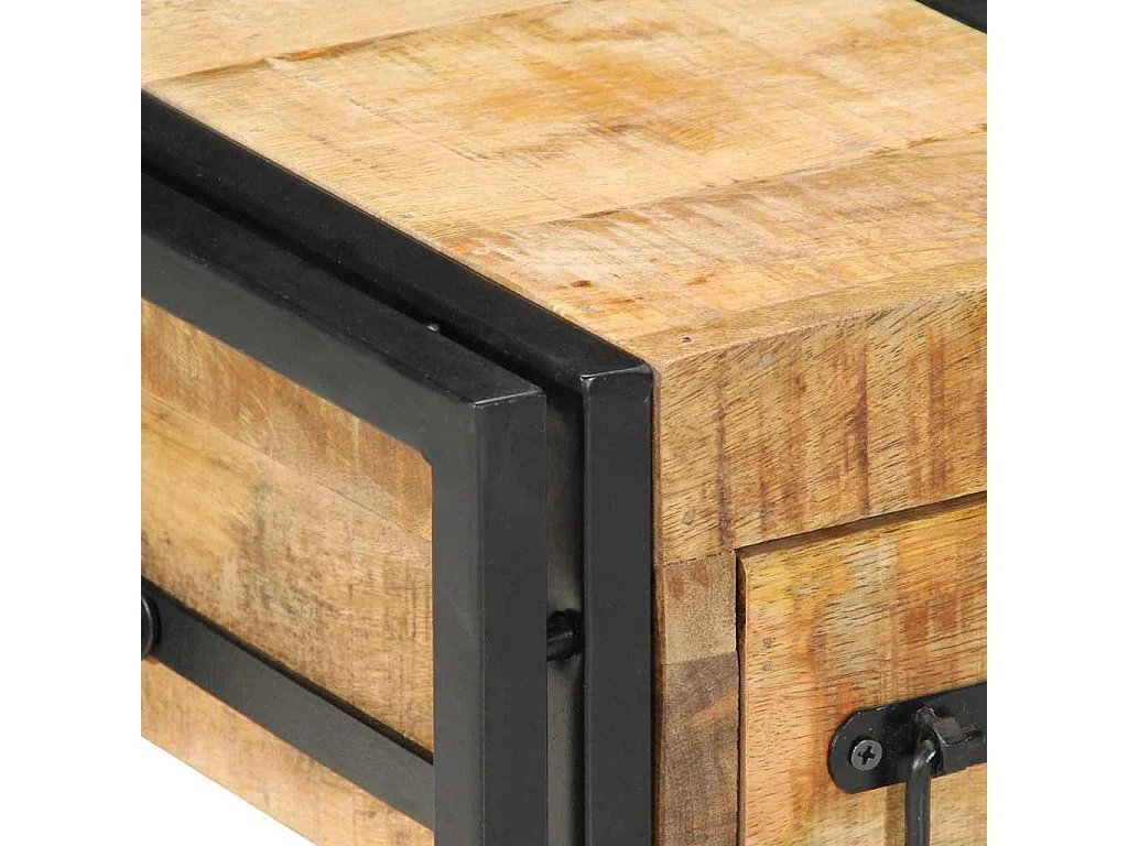 Nachttisch 2er Set-Beistelltisch Braun 30 x 30 x 40 cm Massivholz Mango SHL35533