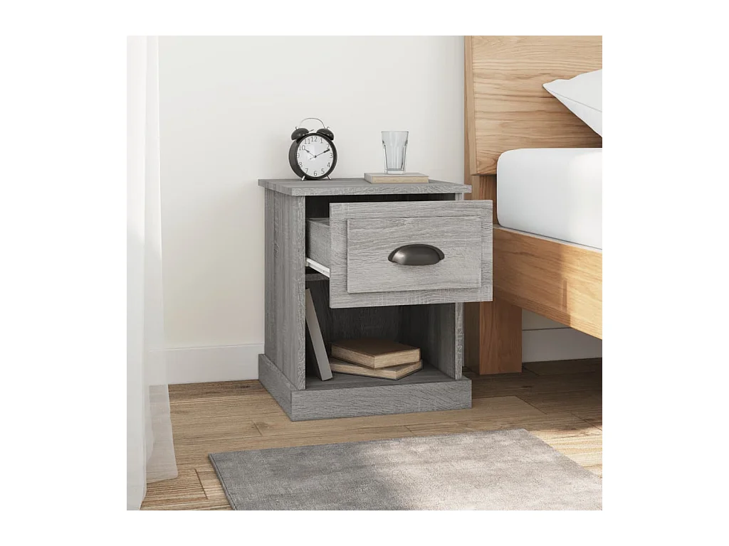 Tables de chevet lot de 2 avec compartiments ouverts sonoma gris 39x39x47,5cm bois ingénierie