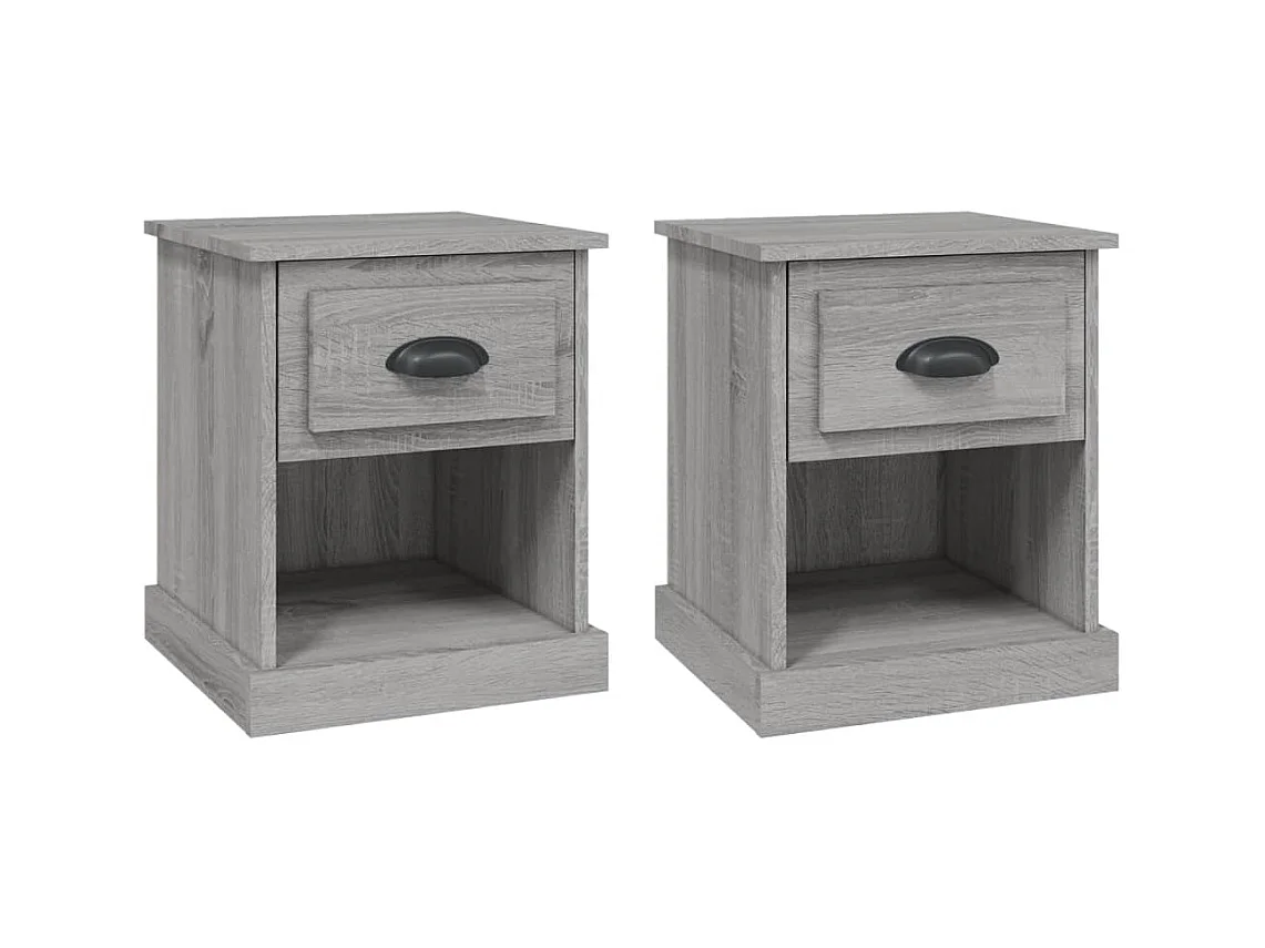 Mesitas de noche | Mesilla de noche 2 uds madera contrachapada gris 39x39x47,5 cm