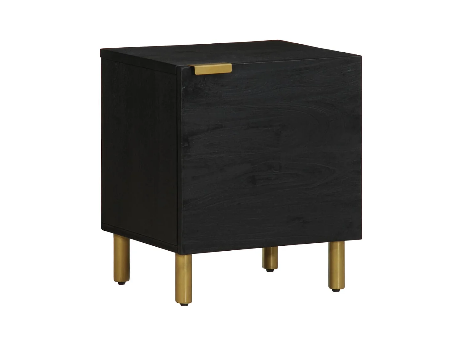 Mesitas de noche | Mesilla de noche 2 uds madera maciza de mango negro 40x33x46 cm