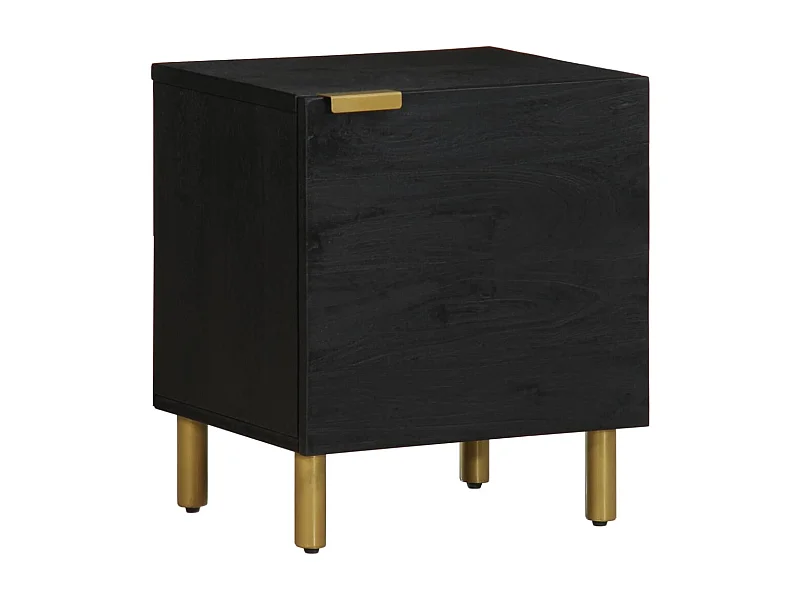 Table de chevet Lot de 2 noir 40x33x46 cm bois de manguier solide
