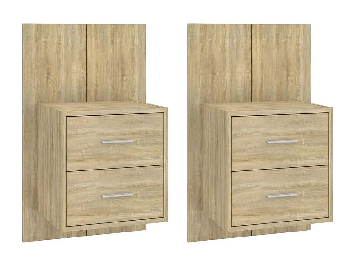 Nachtkastje Set van 2 | Bijzettafel Modern wandgemonteerd sonoma eikenkleurig