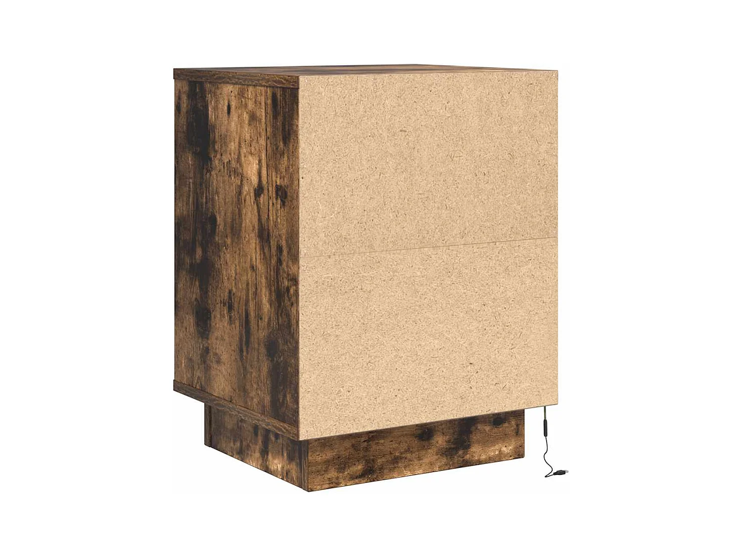 Mesilla de noche | Mesita de noche con luces LED roble ahumado 38x34x50 cm