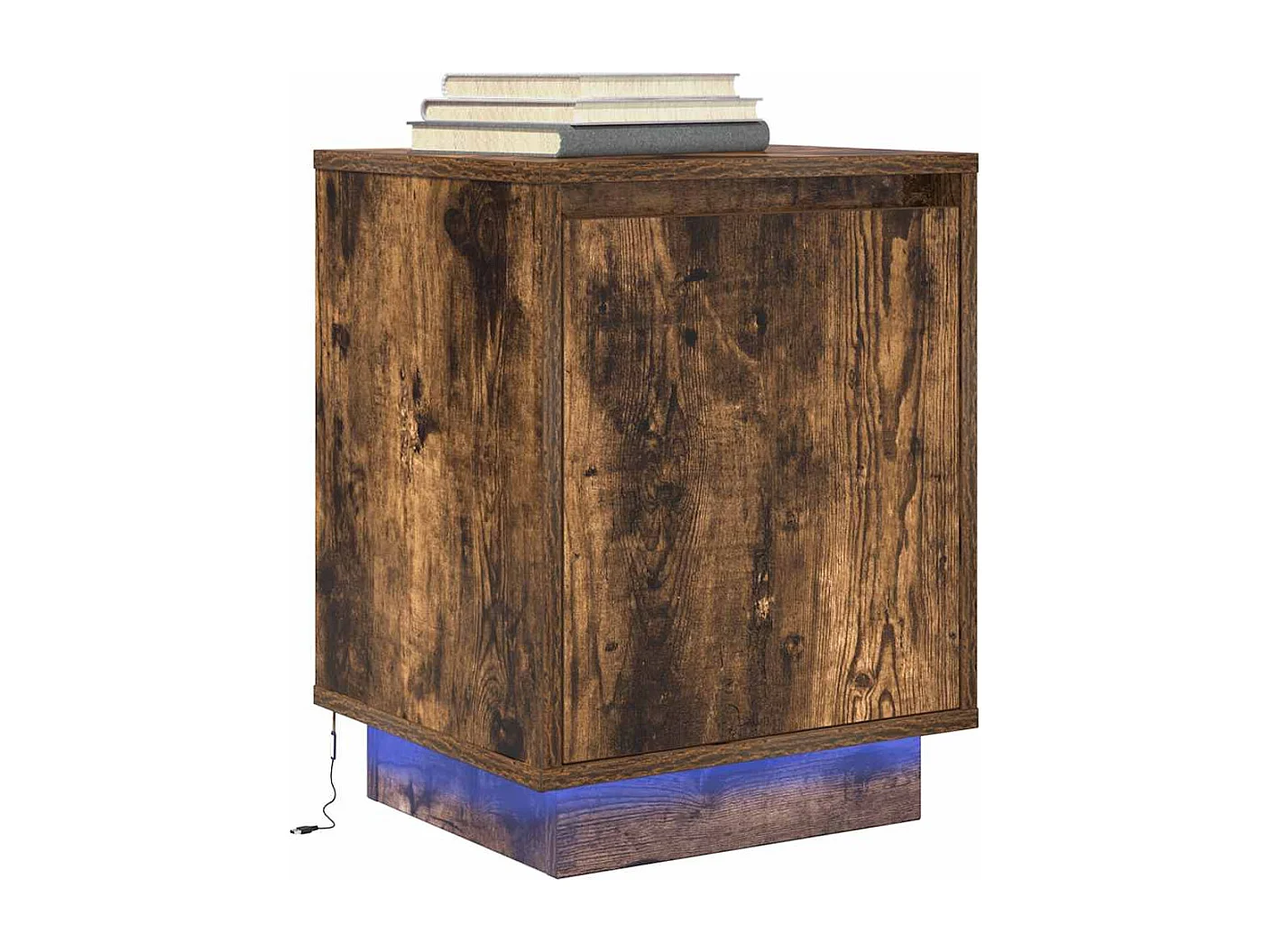 Nachttisch-Beistelltisch mit LED-Leuchten Räuchereiche 38x34x50 cm SHL63120