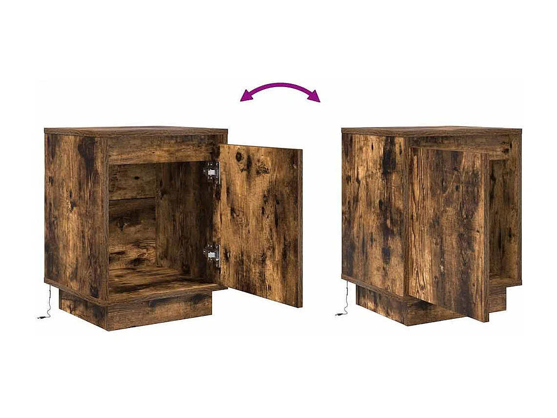 Nachttisch-Beistelltisch mit LED-Leuchten Räuchereiche 38x34x50 cm SHL63120