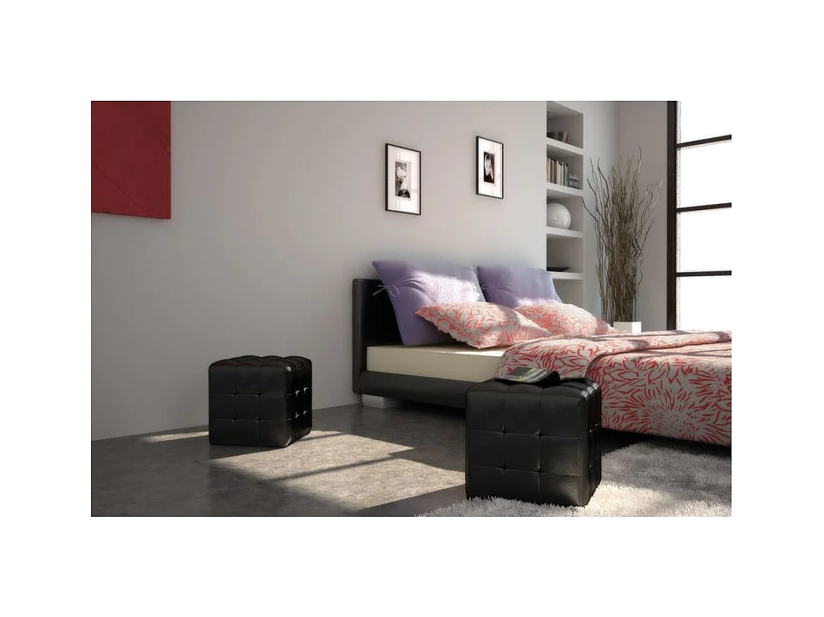Taburete | Reposapiéss cubo negros