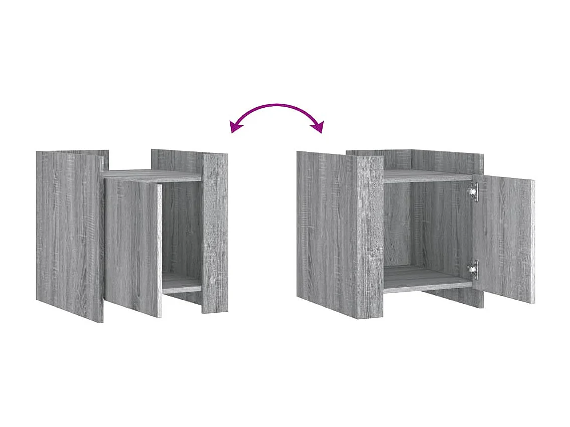 Nachttisch-Beistelltisch-Nachtschrank Grau Sonoma 45x50x50 cm Holzwerkstoff SHL44221
