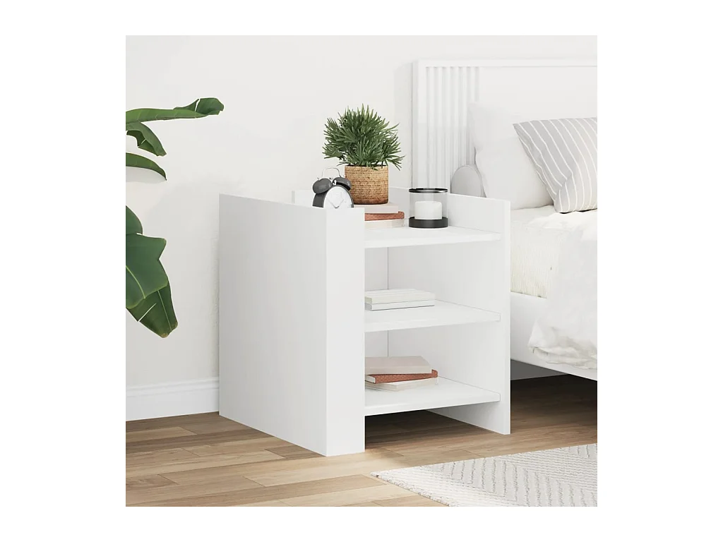 Table de chevet-Table d'appoint Compartiments ouverts blanc 45x50x50 cm bois d’ingénierie