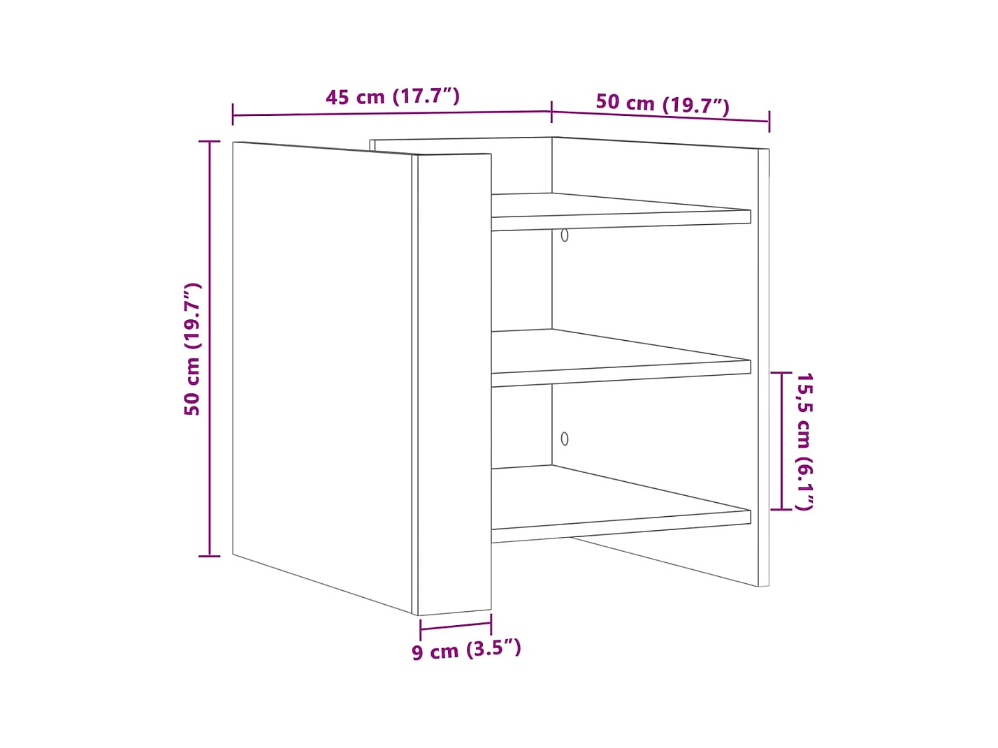 Table de chevet-Table d'appoint Compartiments ouverts blanc 45x50x50 cm bois d’ingénierie