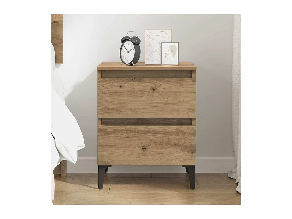 Table de chevet-Table de Nuit avec tiroir chêne artisanal 40x35x50 cm