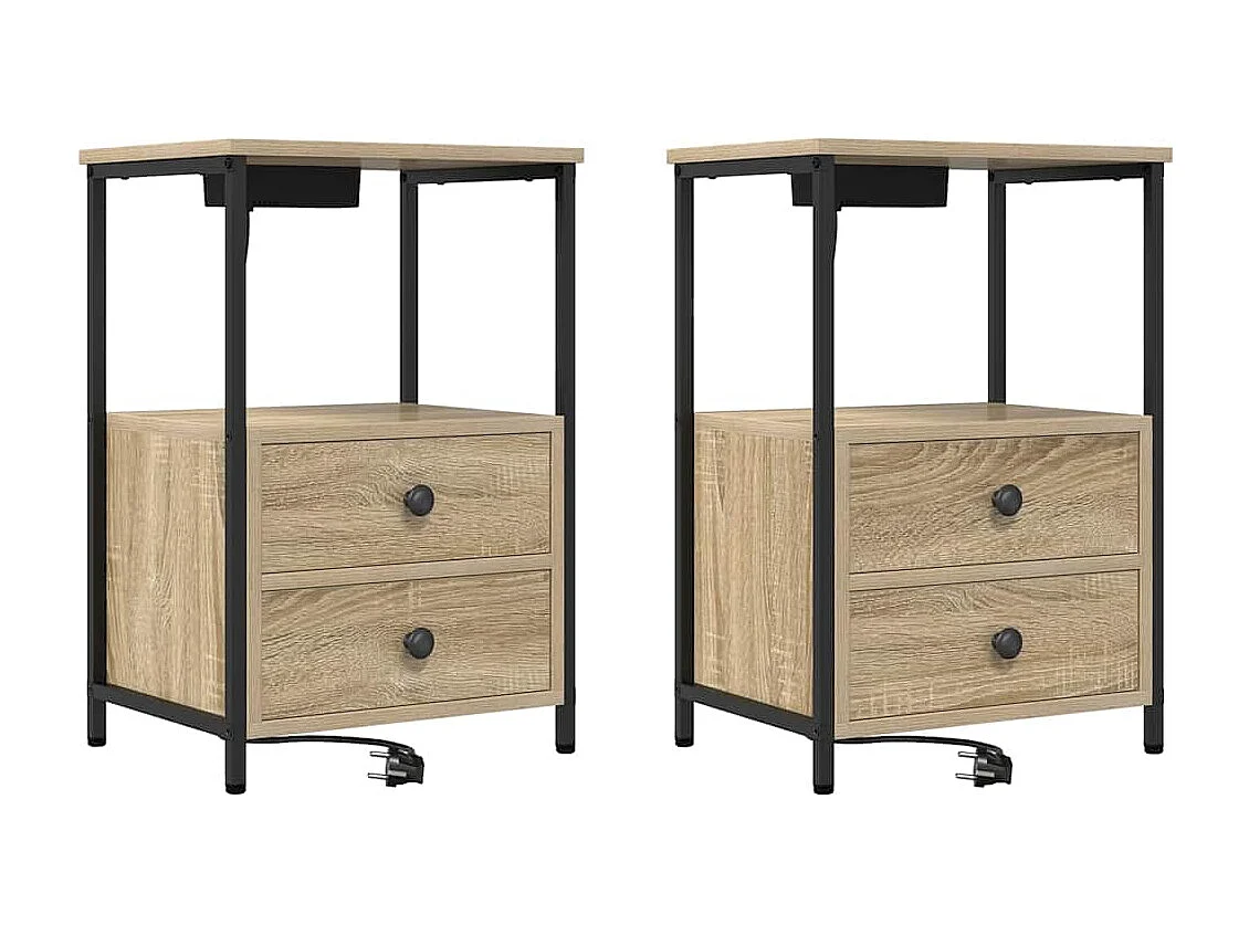 Nachttisch 2er Set-Beistelltisch Sonoma-Eiche 40 x 31 x 60 cm Holzwerkstoff SHL18053