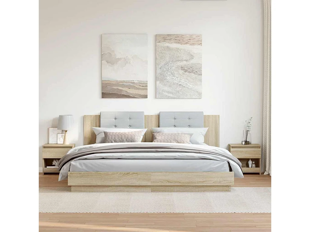 Mesitas de noche | Mesilla de noche 2 uds madera contrachapada roble 40x30x39 cm