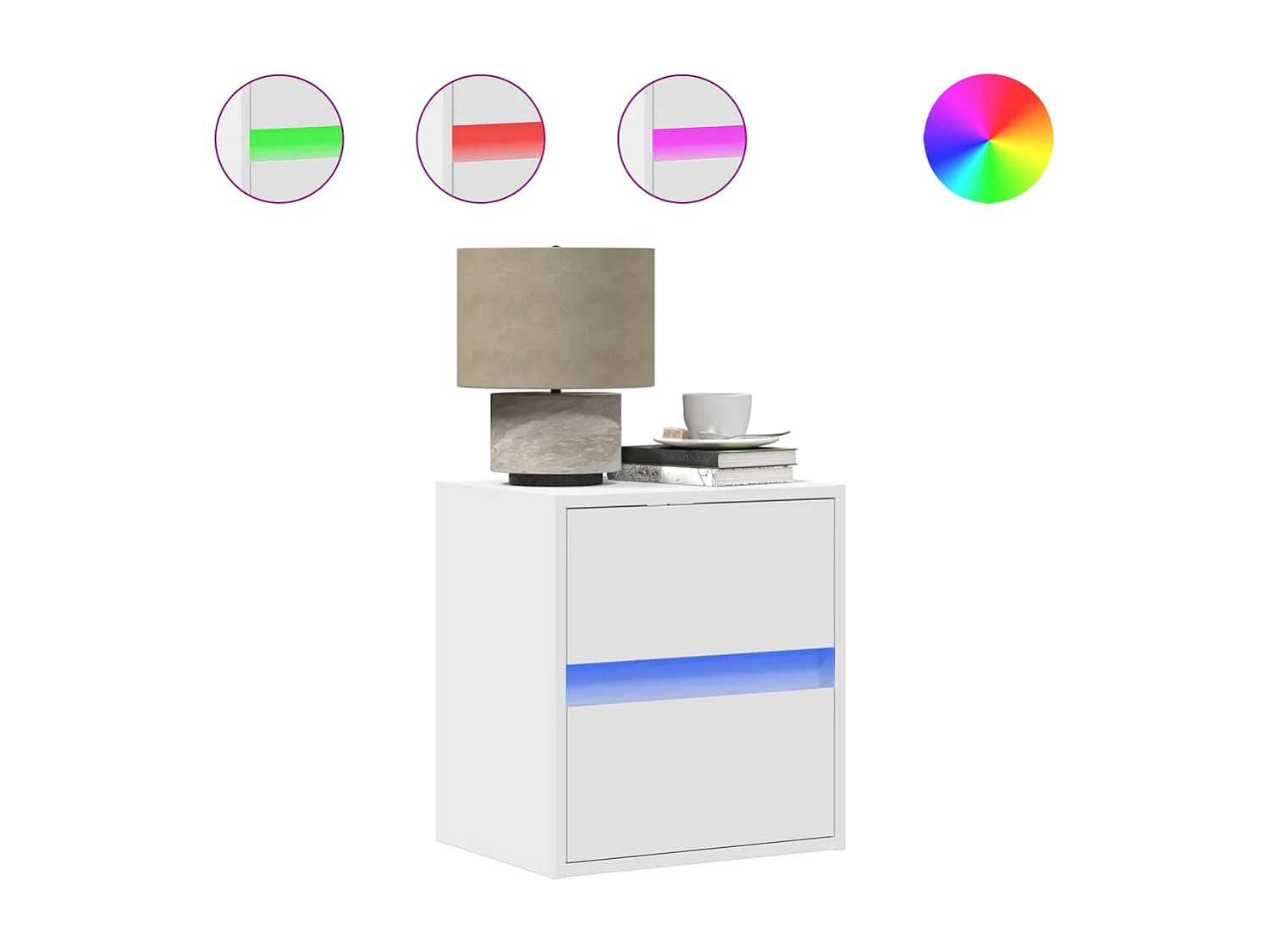 Mesita de noche | Mesilla de noche de pared con luces LED blanco