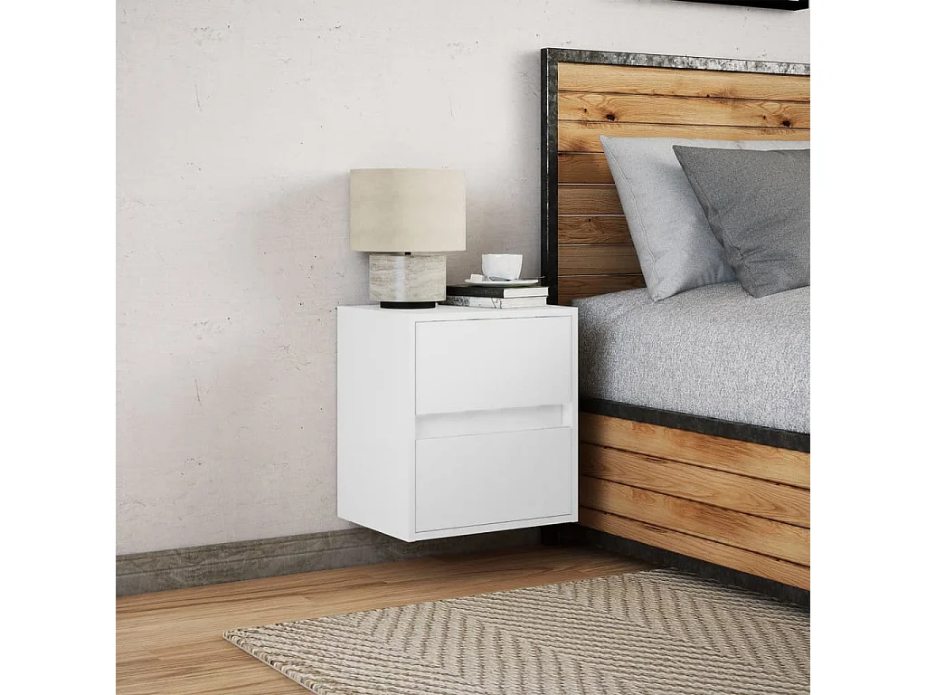 Mesita de noche | Mesilla de noche de pared con luces LED blanco