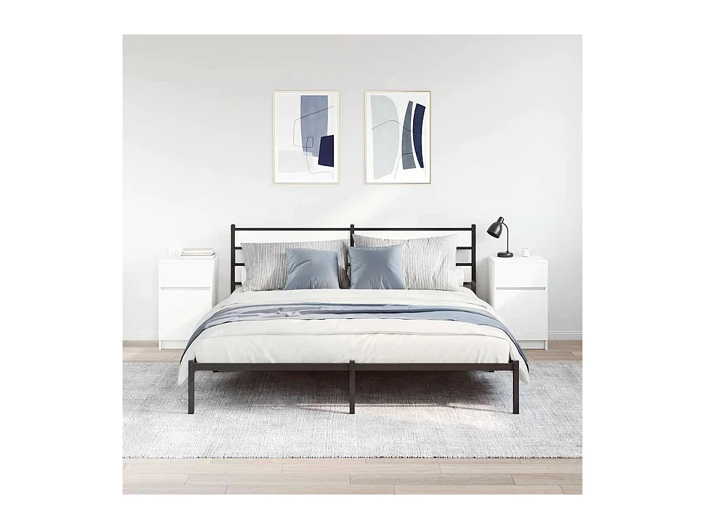 Mesillas de noche | Mesita de noche 2 uds. Madera de ingeniería blanca 39x35x65cm