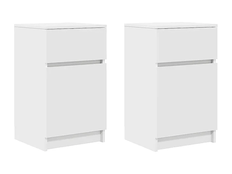 Lot de 2 Tables de chevet blanc 39x35x65 cm bois d’ingénierie