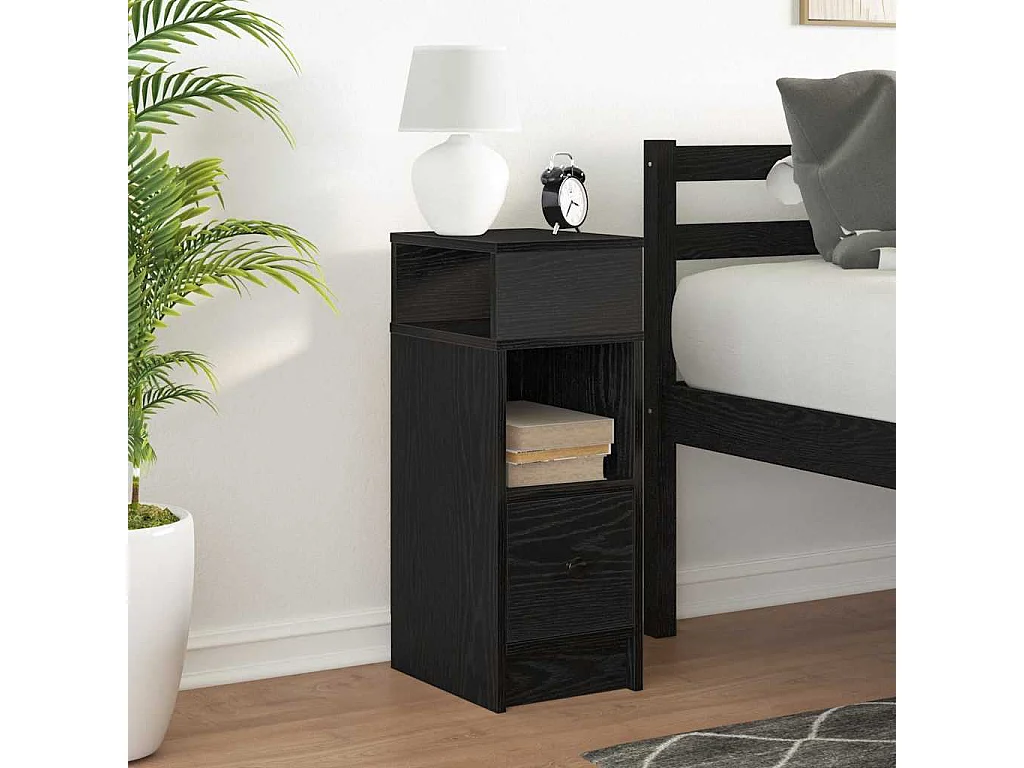 Nachttisch-Beistelltisch mit Schublade Schwarz 25x31x66 cm SHL70783