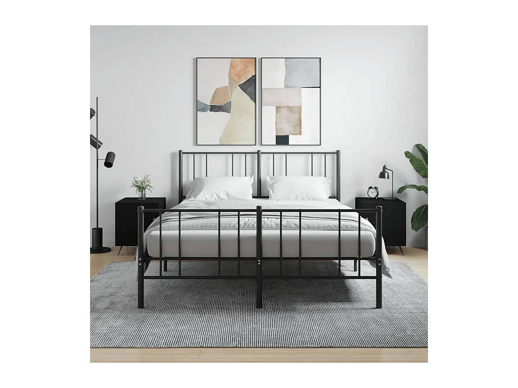 Mesitas de noche | Mesilla de noche 2 uds madera de ingeniería negro 40x40x50 cm